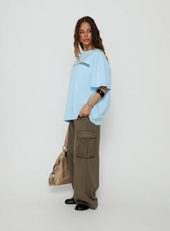 Some Call Me Charming Oversized Graphic Tee Light Blue