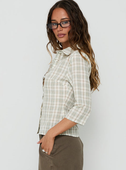 Anni 3/4 Sleeve Top Multi Check