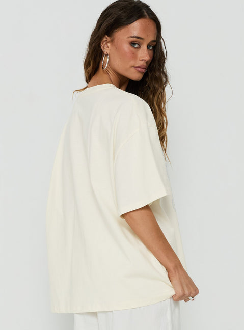 Soft Launch Stamp Oversized Graphic Tee Cream
