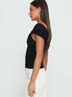 Keandra One Shoulder Top Black