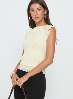 Talyn Cap Sleeve Frill Top Cream