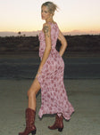 back view of model wearing Princess Polly Nikolise Maxi Skirt Purple Petite Maxi 