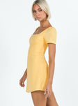 Princess Polly Square Neck  Hastings Mini Dress Yellow