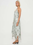 Graphic print maxi dress Adjustable shoulder straps, v-neckline, lace up back with tie fastening Non-stretch material, partially lined Princess Polly Lower Impact