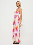 Pink maxi dress Adjustable shoulder straps, tie fastening at back, invisible zip fastening at side