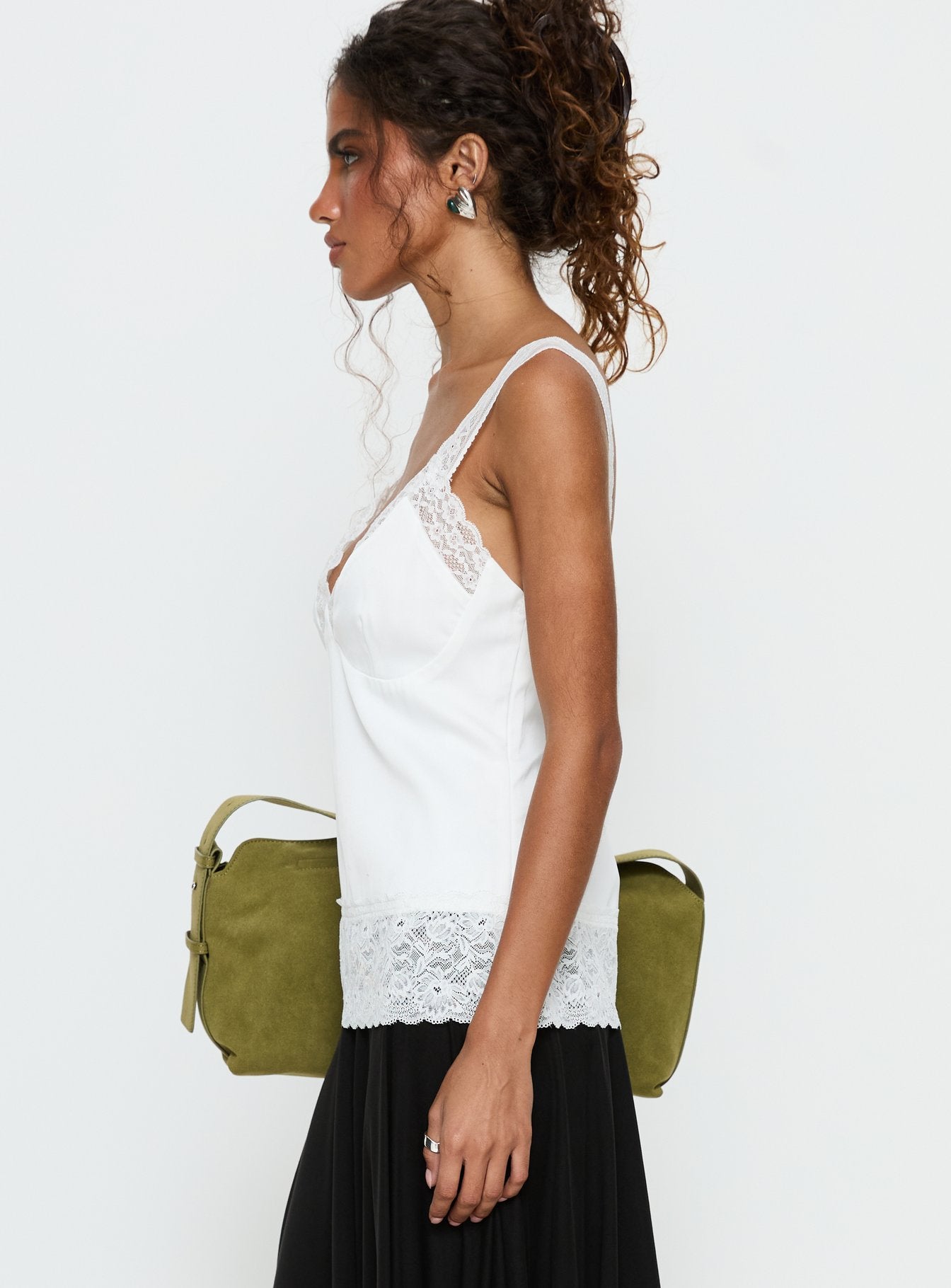 Avyra Lace Trim Cami Top Ivory | Princess Polly