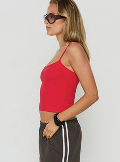 Daily Define Thin Strap Classic Tank Top Red