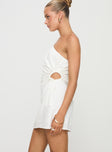 One-shoulder mini dress with Adjustable cut outs at side, invisible zip fastening at side