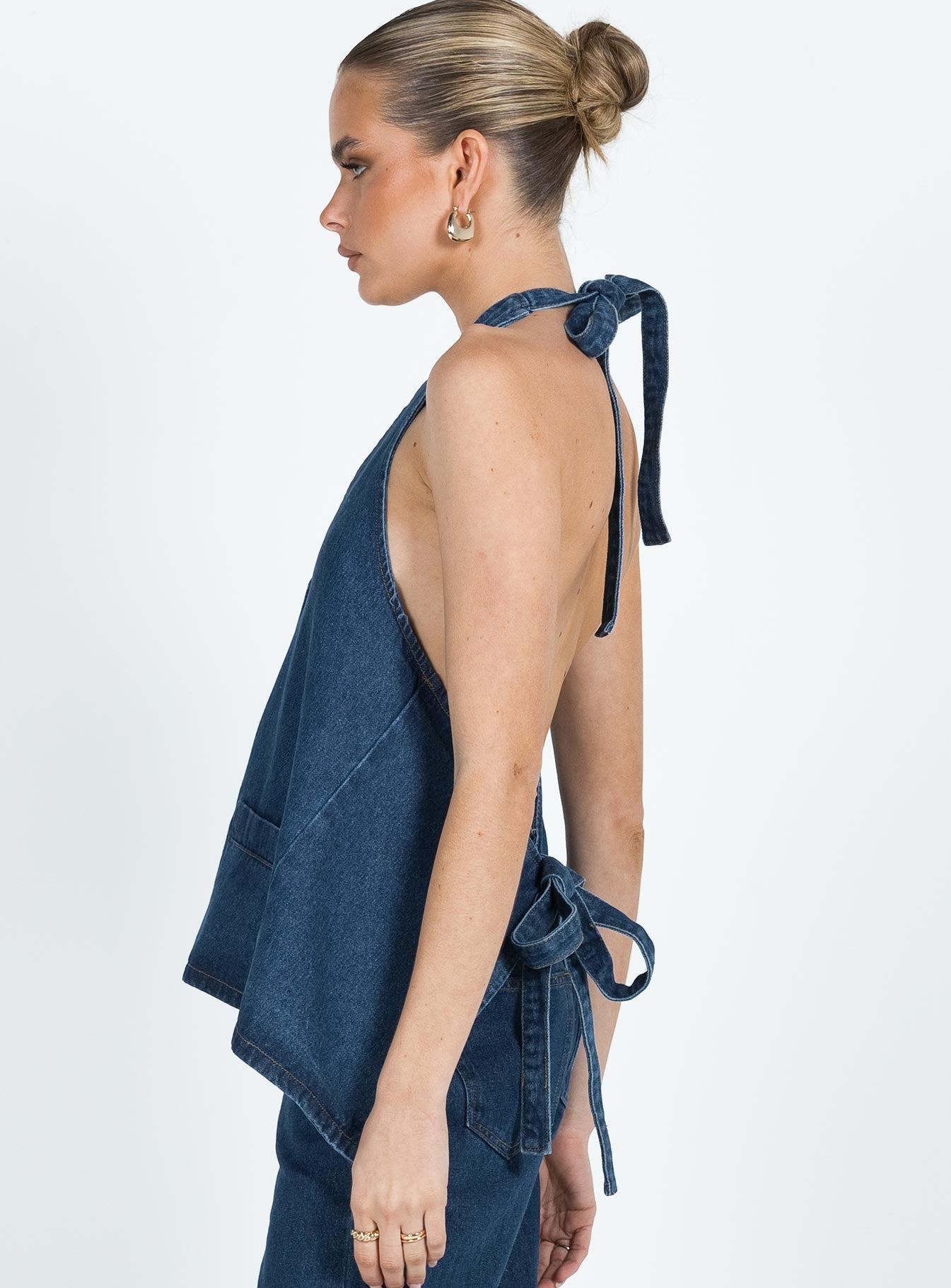 princess polly denim halter dress Say Goodnight Denim Halter Mini Dress | Mid Wash | Womens