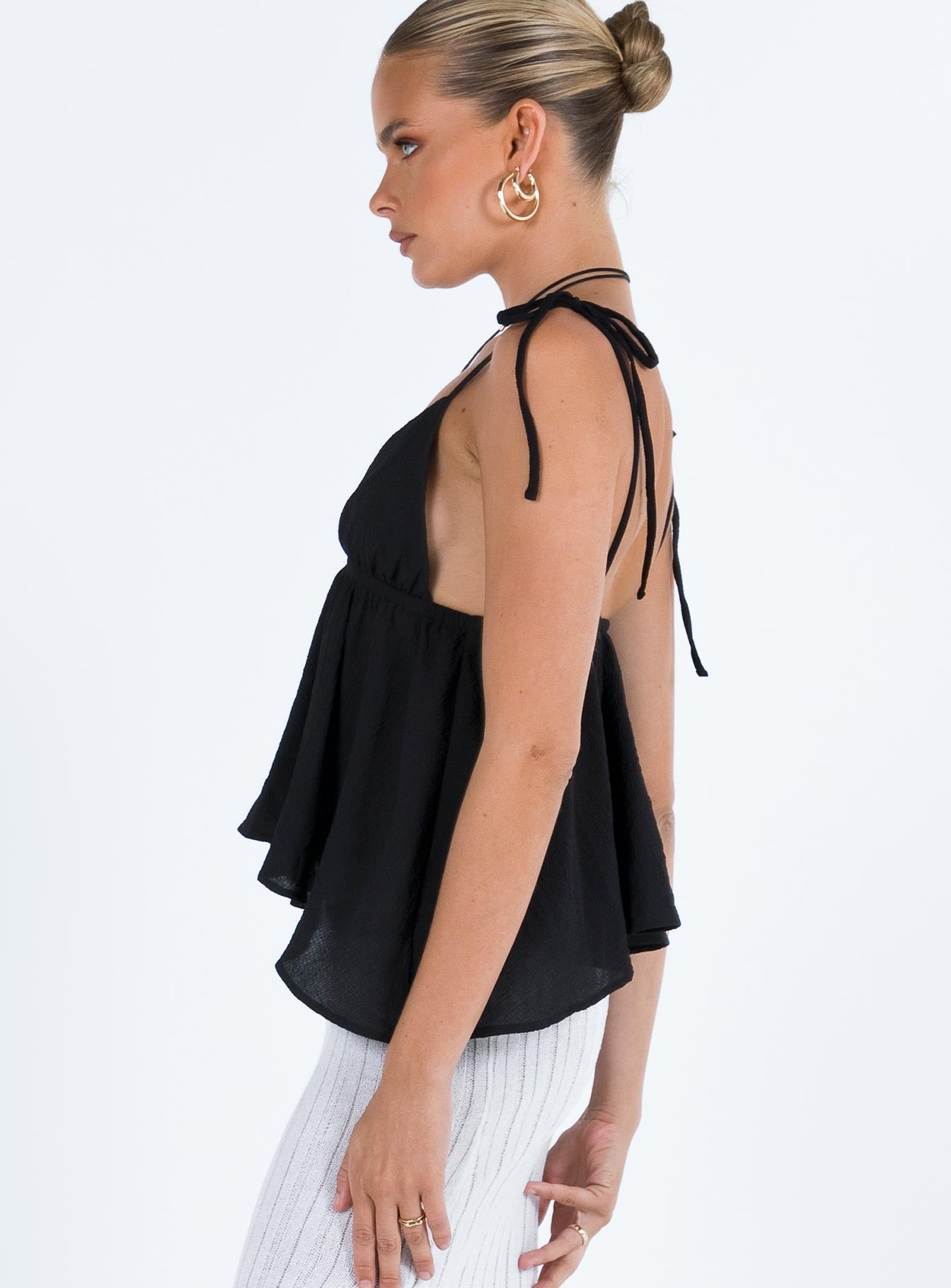 product Princess Polly Sleeveless Sweetheart  Hearts Flutter Top Black Lower Impact