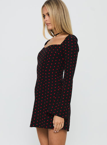 Addisen Long Sleeve Mini Dress Polka Dot