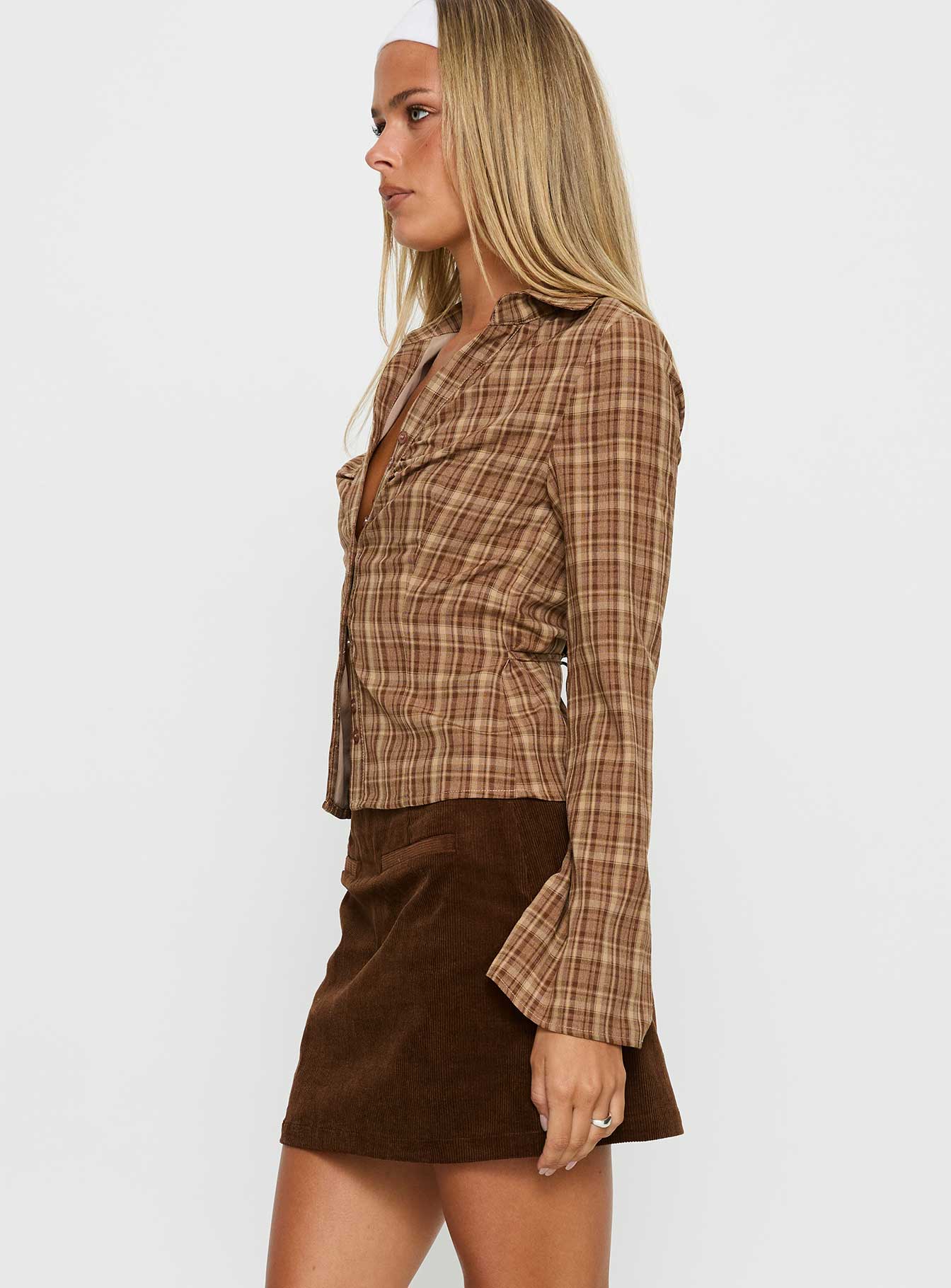 Araceli Corduroy Mini Skirt Brown | Princess Polly