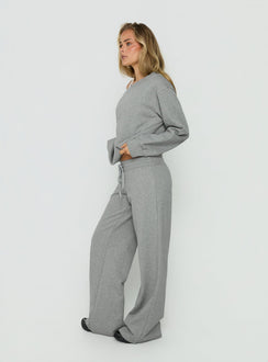 Crafted for style the Dodie Wide Leg Pants Dark Grey Marle in womens-regular-pants with mid-rise side view of model wearing Princess Polly