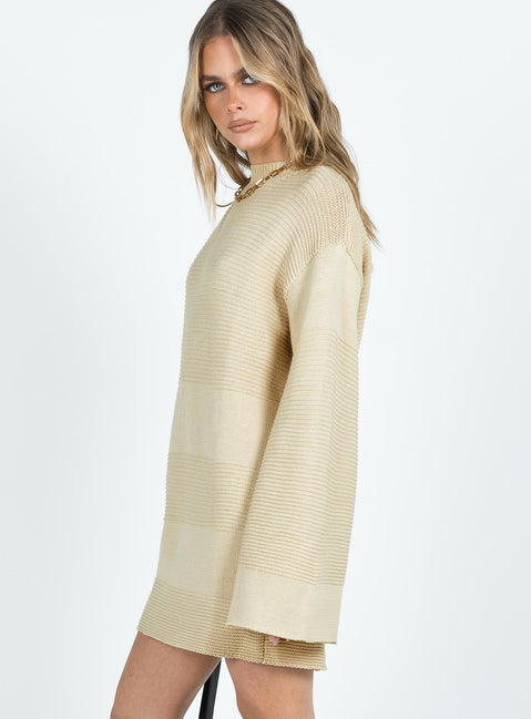 Cheyenne Knit Sweater Dress Beige | Princess Polly Cheyenne Knit Sweater Dress Beige | Princess Polly