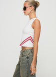 Tank top  Ribbed material, embroidered graphics Good stretch unlined