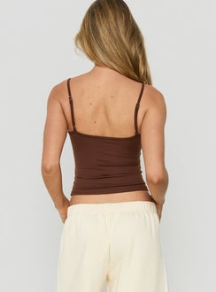 Daily Define Thin Strap Classic Tank Top Brown