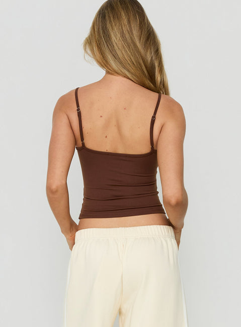 Daily Define Thin Strap Classic Tank Top Brown