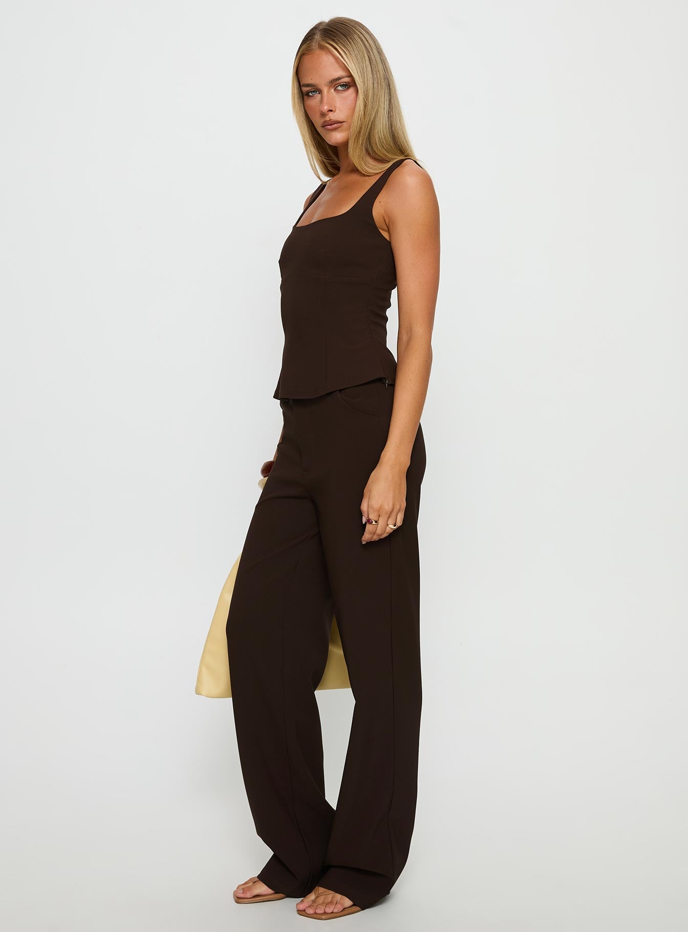 Kinsie Tailored Top Brown