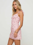 Mini dress Floral print, elasticated straps with frill details invisible zip fastening Non-stretch material, fully lined 