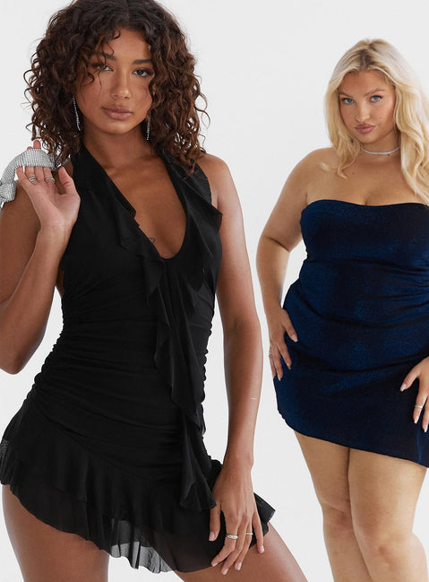Gina Asymmetric Mini Dress Black | Princess Polly Gina Asymmetric Mini Dress Black | Princess Polly
