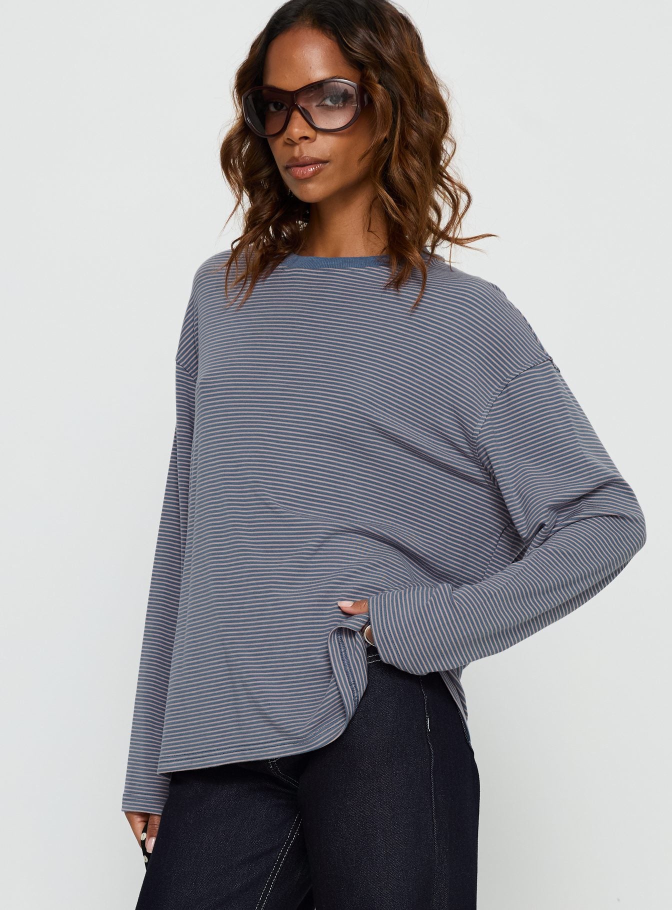 Avriana Long Sleeve Top Blue Stripe