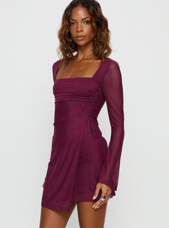 Martinez Long Sleeve Mini Dress Plum