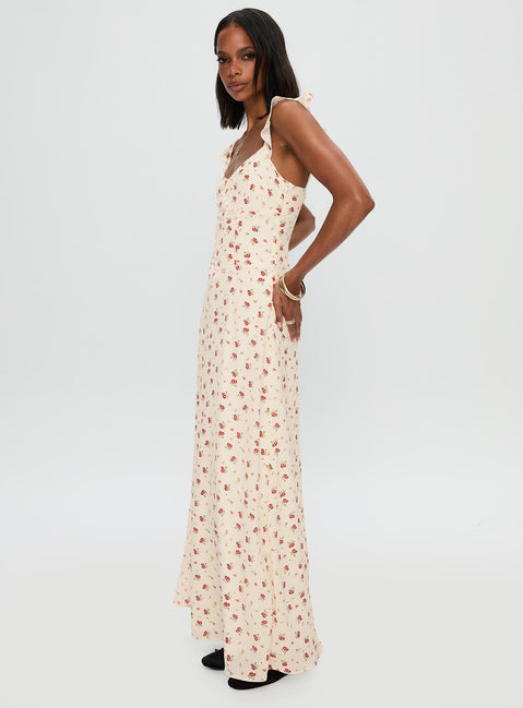 princess polly kyanne high split maxi dress cream multi Kyanne High Split Maxi Dress Review: Perfect Summer Style