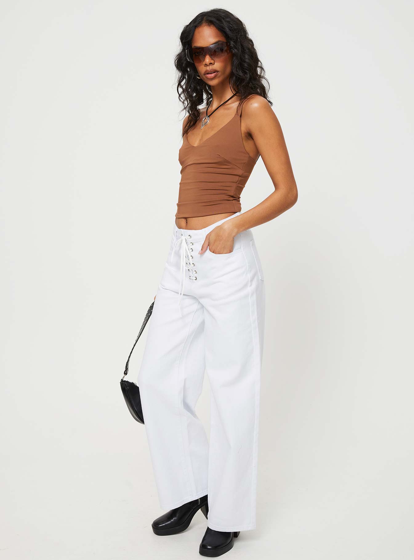 product Princess Polly High Waisted  Shaylene Wide Leg Jeans White