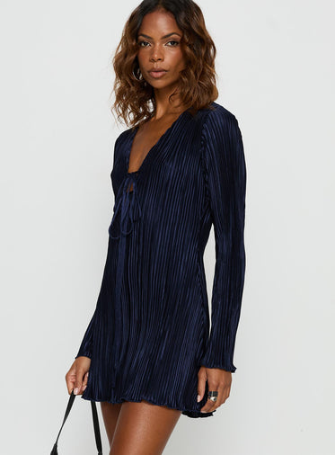 Malop Long Sleeve Mini Dress Navy