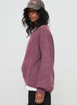 Front view of model wearing  front Ryanna Sweater Burgundy Princess Polly  Long 