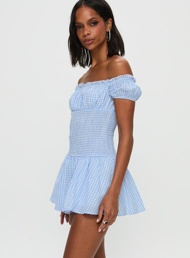 blue and white gingham dress Emilie Cornflower Gingham Gown Cornflower Blue and White Gingham / US 12 main image 0