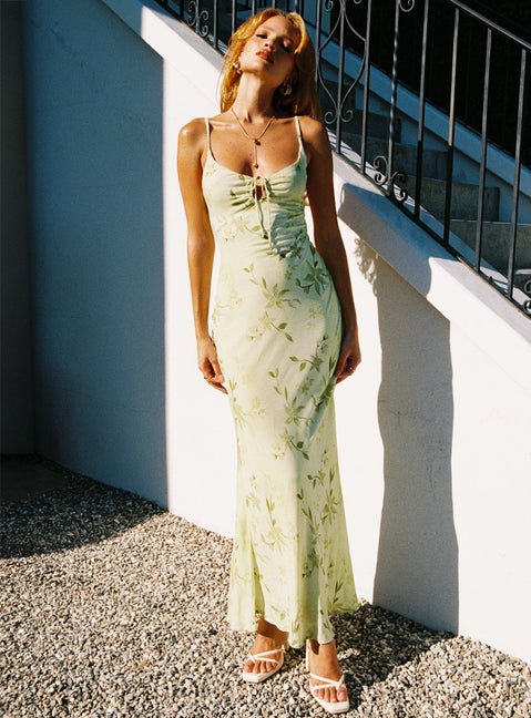 green floral dress princess polly Kenzie Maxi Dress Green
