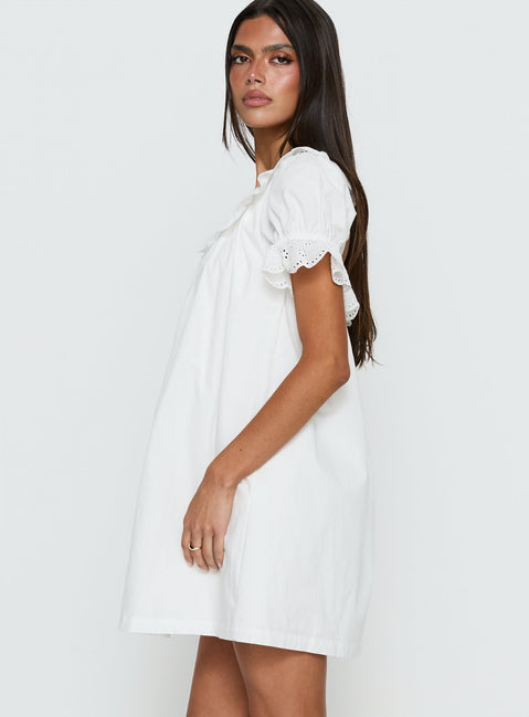 Trinka Frill Collared Mini Dress White