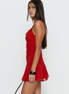 Kahla Frill Romper Red Polka Dot