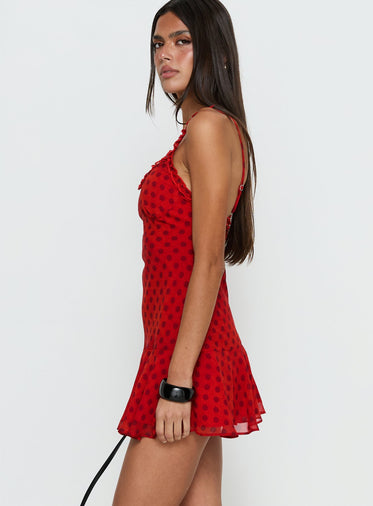 strapless open back dress Giselle Ruffle Mini Dress Medium / White + Orange Floral main image 0