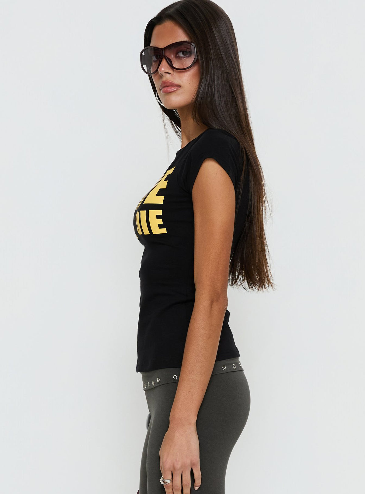 Yellow Ridding Top Ride Or Die Graphic Top Black / Yellow | Princess Polly