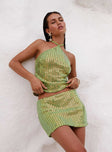 Zelaia Shimmer Mini Skirt Green