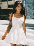 front view of model wearing Princess Polly Cuppa Mini Dress White Sweetheart Neckline 