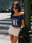 side view of model wearing Princess Polly Angelis Lace Shorts White High Waisted Shorts 