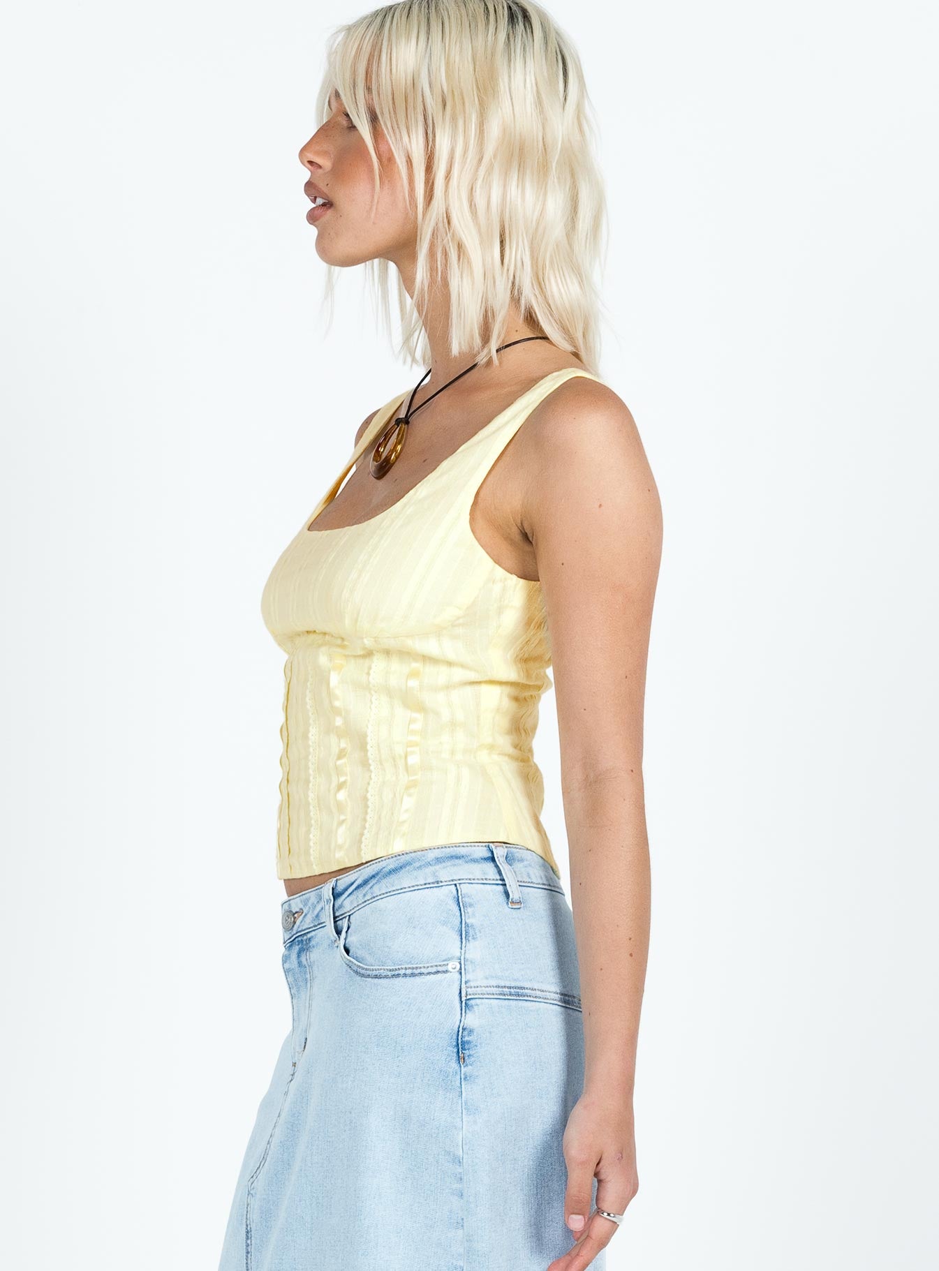 product Princess Polly Sleeveless Square Neck  Lorinda Top Yellow