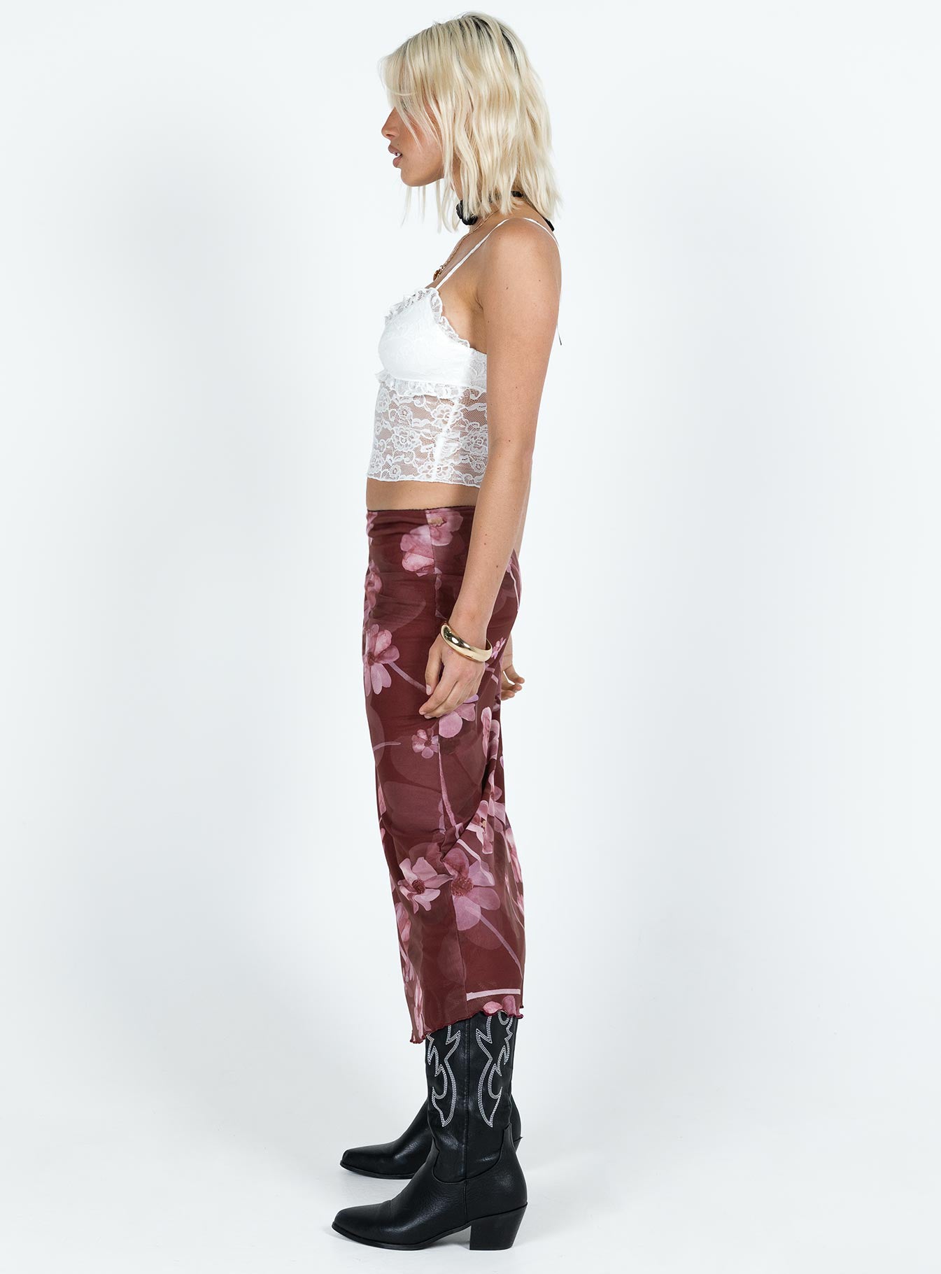 product Lassie Midi Skirt Purple Floral Princess Polly  