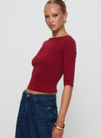 Elaia 3/4 Sleeve Top Red