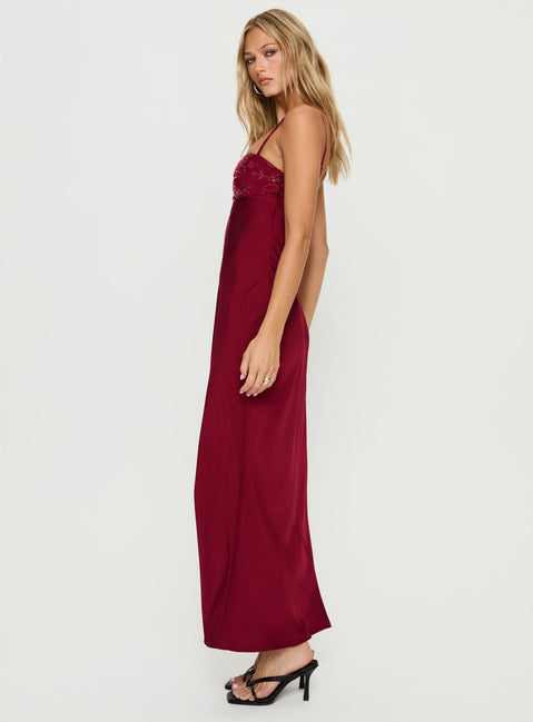 Engracia Sequin Maxi Dress Burgundy