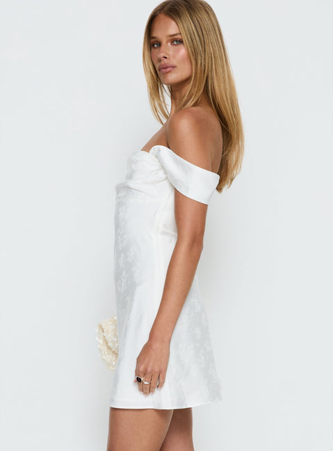 zabbarra off the shoulder dress Zabbarra Mini Dress White Floral