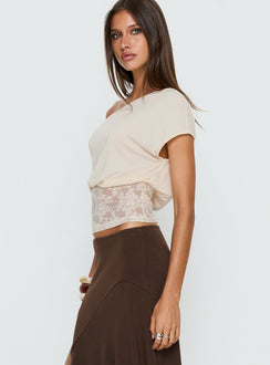 Marienna One Shoulder Lace Top Cream