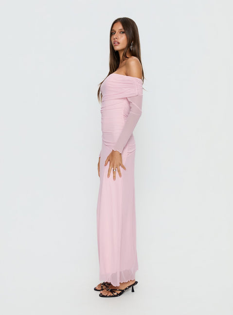 Emorissa Off Shoulder Long Sleeve Maxi Dress | Soft Pink | Womens