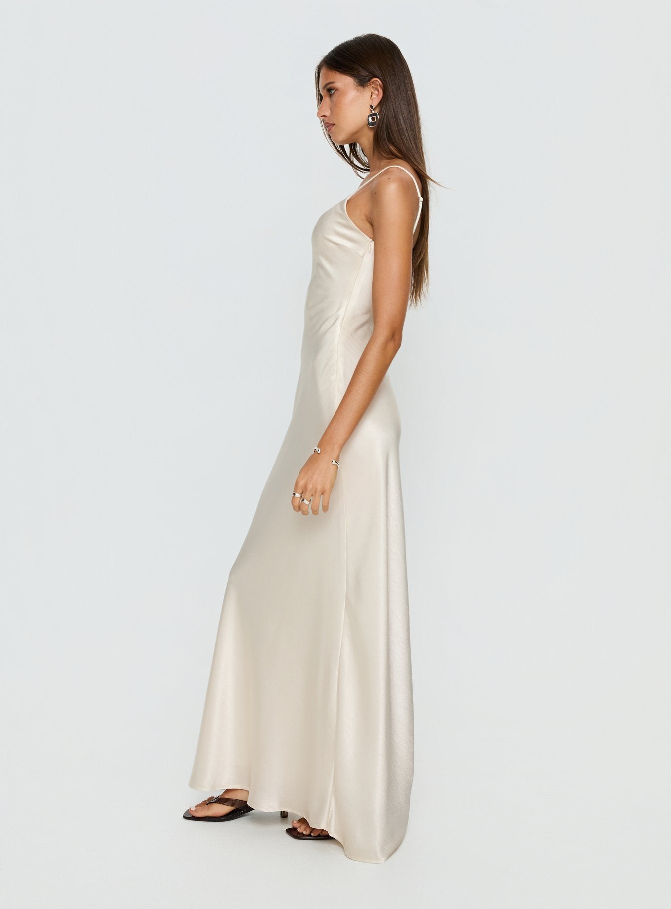 champagne satin maxi dress Miracles Scoop Satin Maxi Dress Champagne
