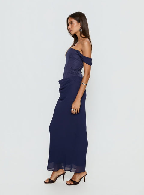 Joslyne Off Shoulder Corset Maxi Dress | Navy | Womens