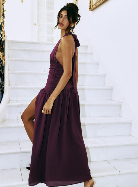Paolio Halter Maxi Dress Plum