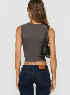 Corabella High Scoop Tank Top Dark Grey